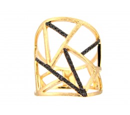 Black Diamond and Brushed Gold Ring