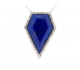 Lapis and Diamond Shield Pendant Necklace